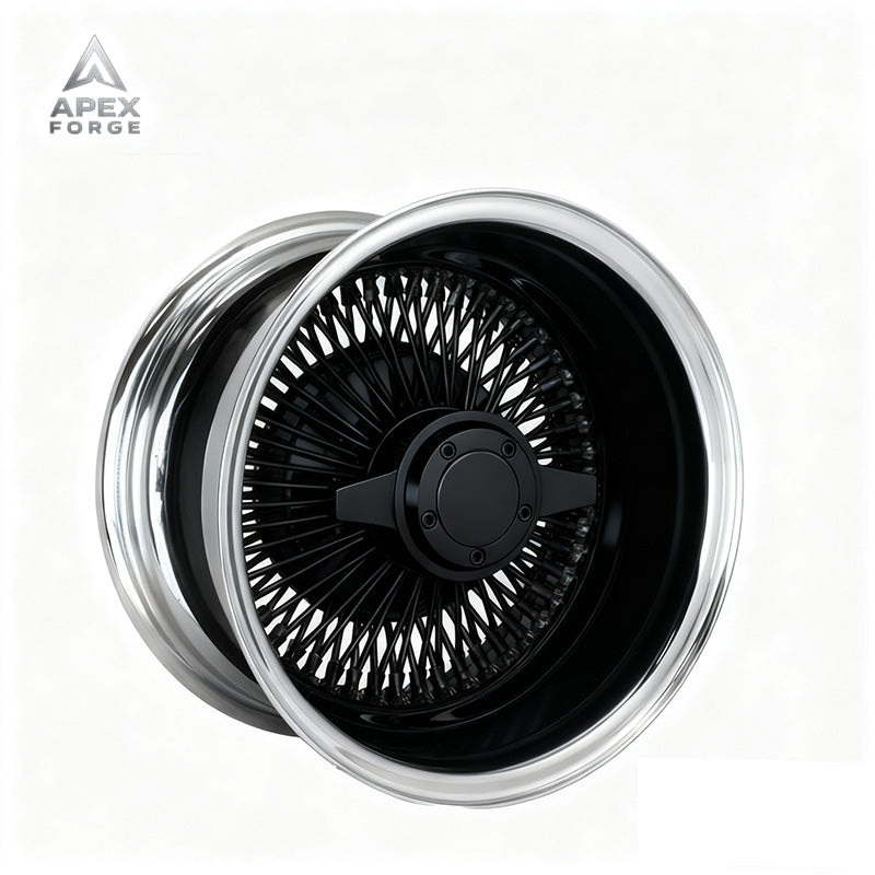 13x7 14x7 Multi-Spoke Lowrider Wire Wheels 72 100 Straight Lace Spokes Chrome Centre Gold Wheel